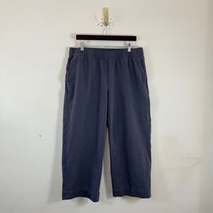 Orvis Wide Leg Cropped Pants Navy Elastic Waist Womens Lg Gorpcore Hiking Cargo